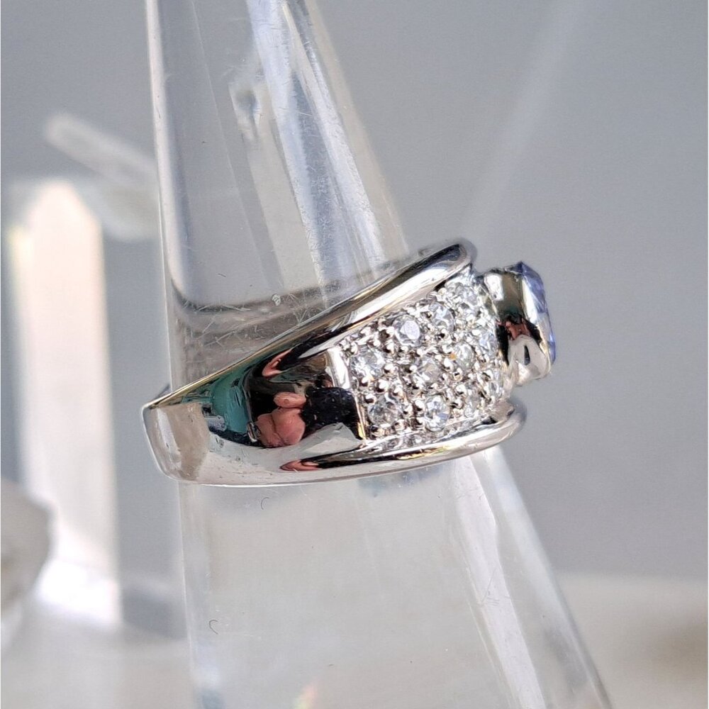3 Carat t.w. Natural Tanzanite & Sapphire Sterling Silver Statement Ring - Picture 11 of 13
